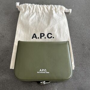 A.P.C Josh. Coin Wallet And Dust Bag Wild Green Leather Wallet NWOT